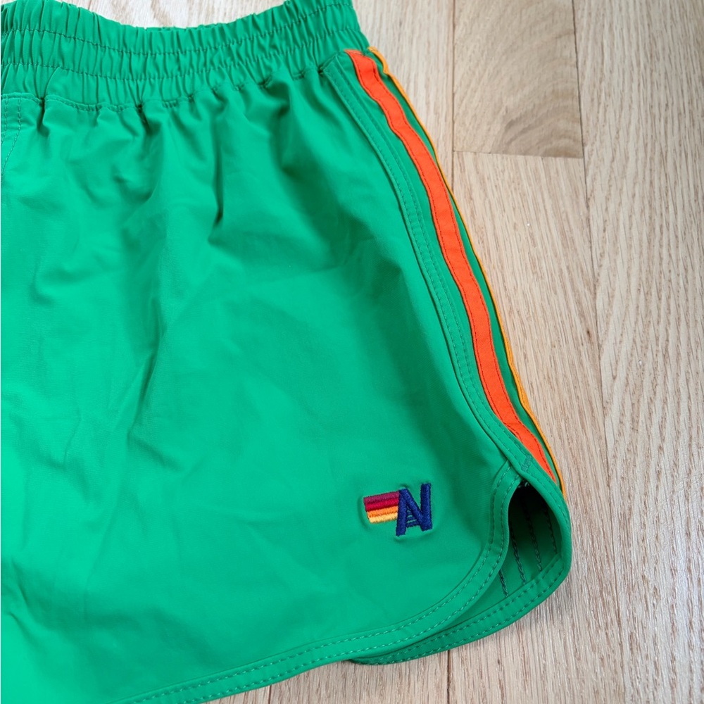 Aviator Nation Kids Rainbow Stripe Dolphin Shorts Green Retro - Picture 2 of 7